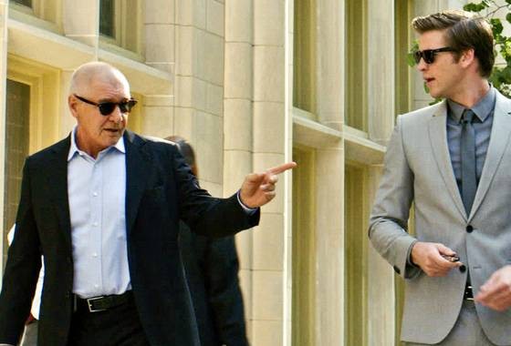 Harrison Ford stars as Jock Goddard and Liam Hemsworth stars as Adam Cassidy in Relativity Media's Paranoia (2013)