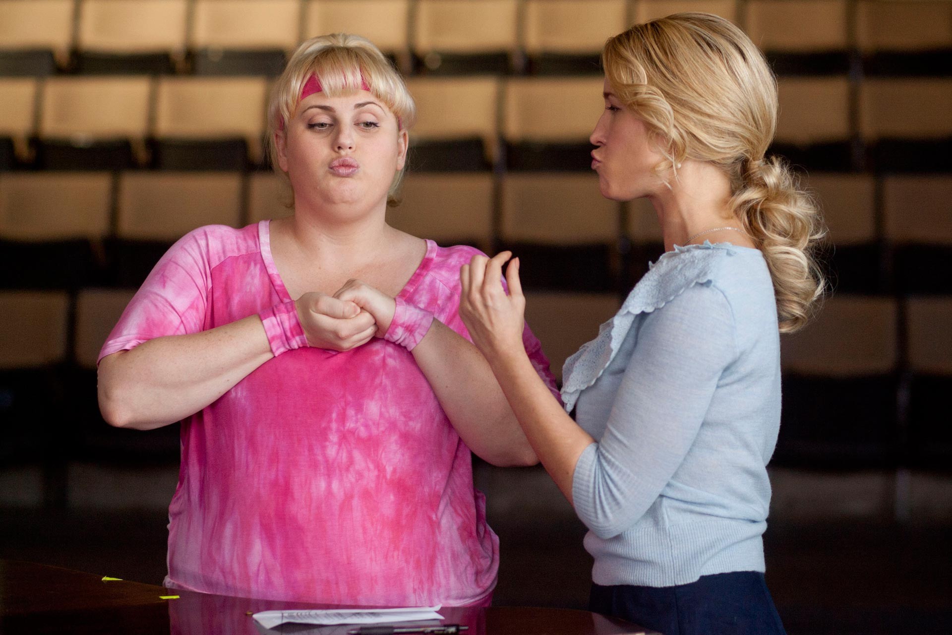 Rebel Wilson stars as Fat Amy and Anna Camp stars as Aubrey in Universal Pictures' Pitch Perfect (2012)