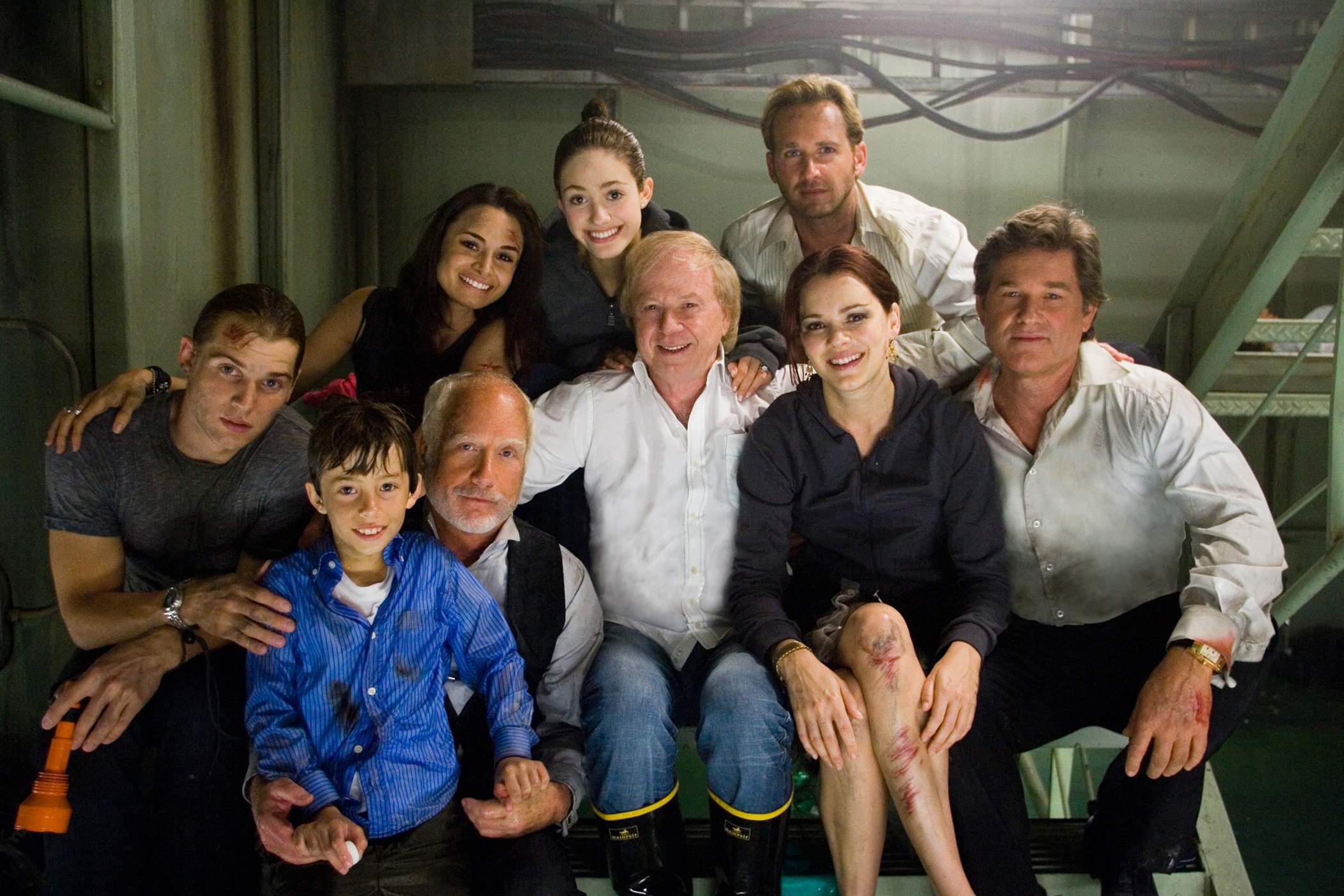 The cast of Poseidon 2006) portrayed with director WOLFGANG PETERSEN