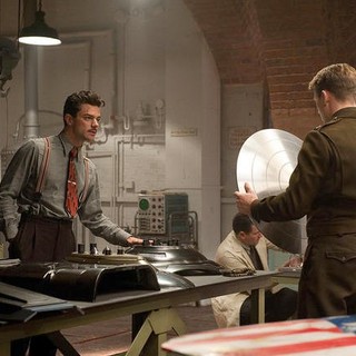 Dominic Cooper stars as Howard Stark and Chris Evans stars as Steve Rogers in Paramount Pictures' Captain America: The First Avenger (2011)