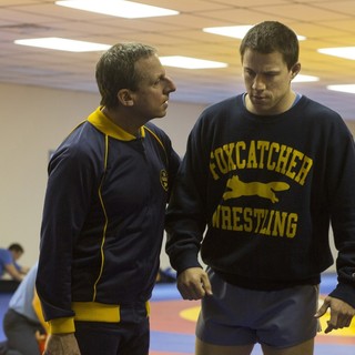 Steve Carell stars as John du Pont and Channing Tatum stars as Mark Schultz in Sony Pictures Classics' Foxcatcher (2014)
