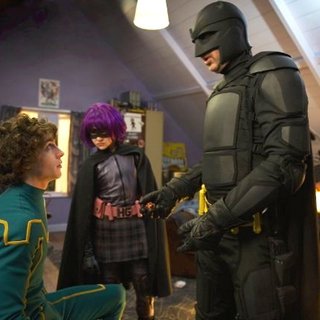 Aaron Johnson, Chloe Moretz and Nicolas Cage in Lionsgate Films' Kick-Ass (2010)