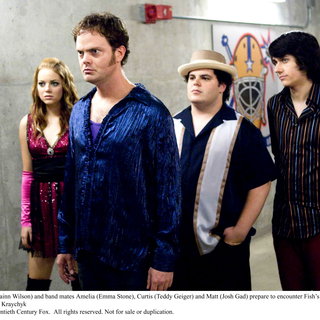 Emma Stone, Rainn Wilson, Josh Gad, and Teddy Geiger in 20th Century Fox's (2008). Photo credit by George Kraychyk.