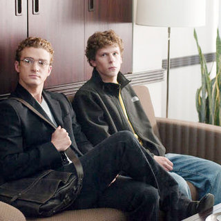 Justin Timberlake stars as Sean Parker and Jesse Eisenberg stars as Mark Zuckerberg in Columbia Pictures' The Social Network (2010)