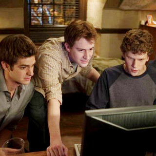 Andrew Garfield, Joseph Mazzello and Jesse Eisenberg in Columbia Pictures' The Social Network (2010)