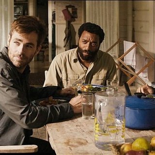 Chris Pine, Chewitel Ejiofor and Margot Robbie in Roadside Attractions' Z for Zachariah (2015). Photo credit by Parisa Taghizadeh.