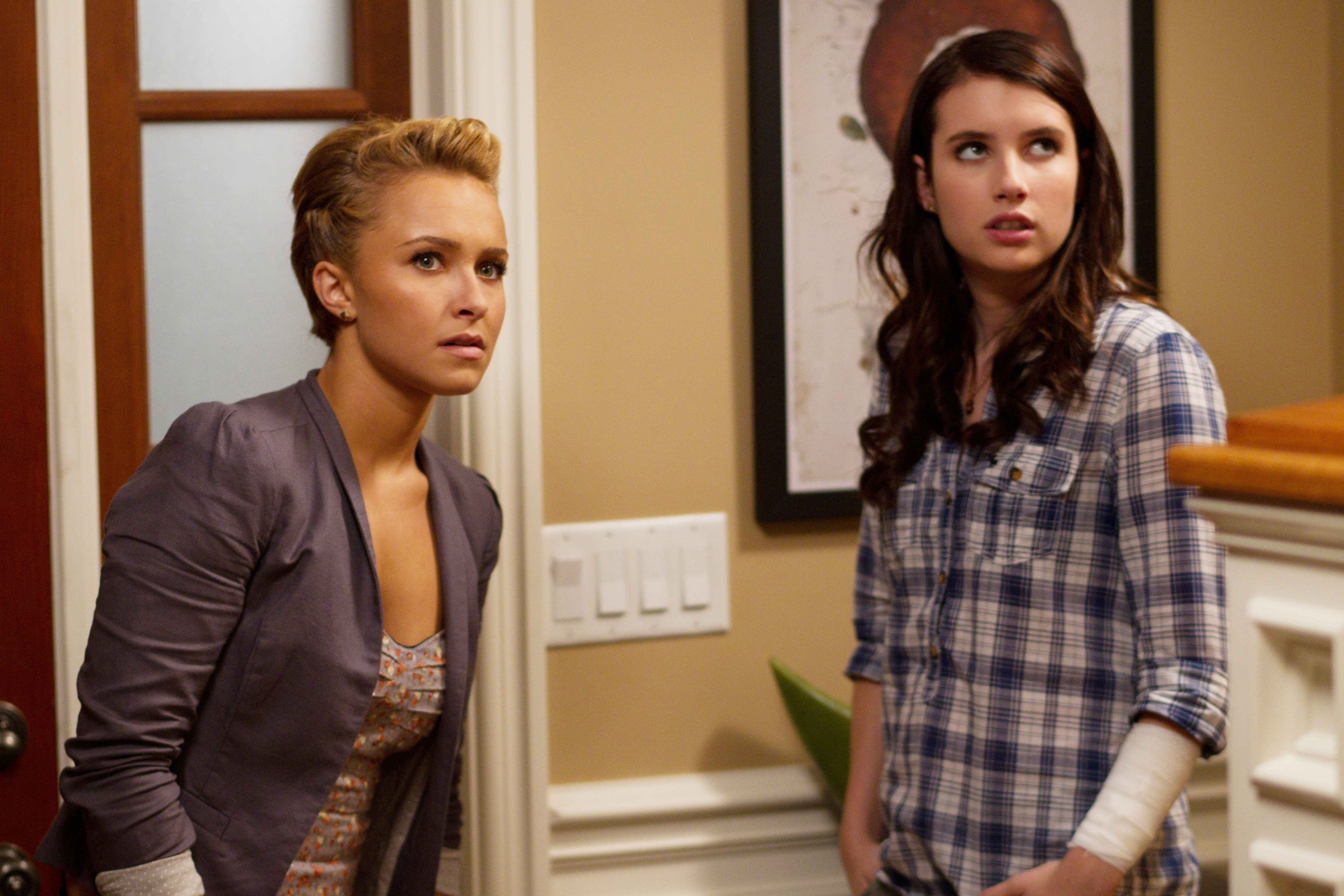 Hayden Panettiere stars as Kirby Reed and Emma Roberts stars as Jill Roberts in Dimension Films' Scream 4 (2011)
