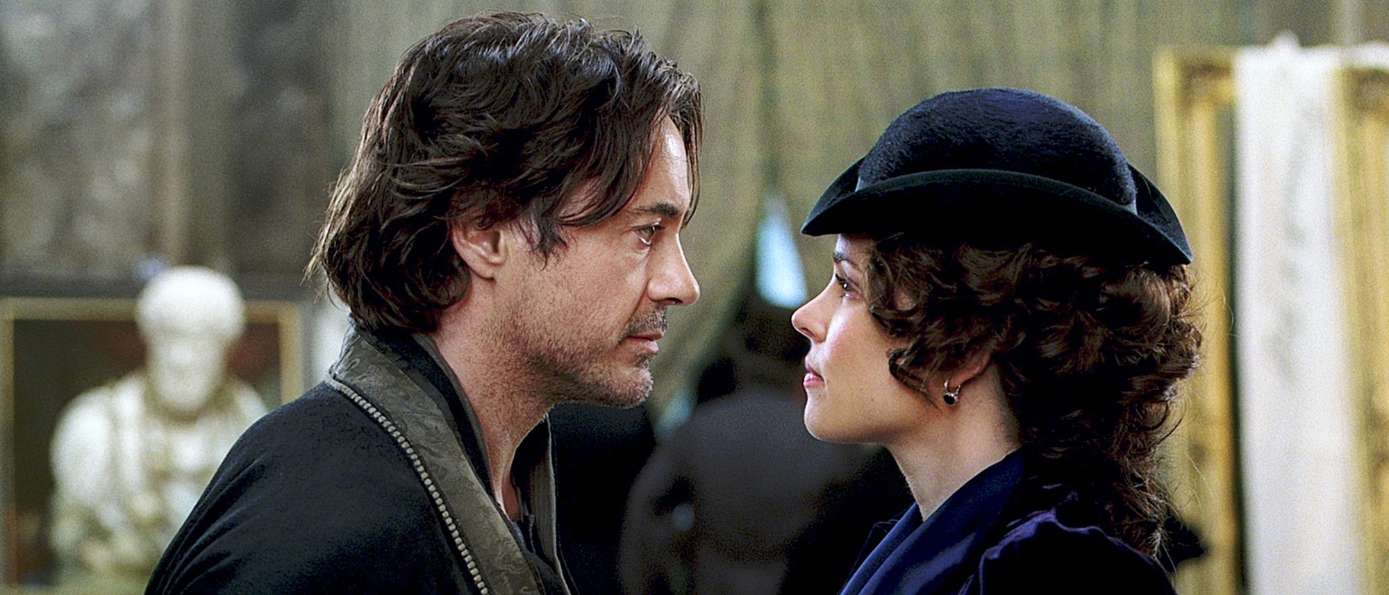 Robert Downey Jr. stars as Sherlock Holmes and Rachel McAdams stars as Irene Adler in Warner Bros. Pictures' Sherlock Holmes: A Game of Shadows (2011)