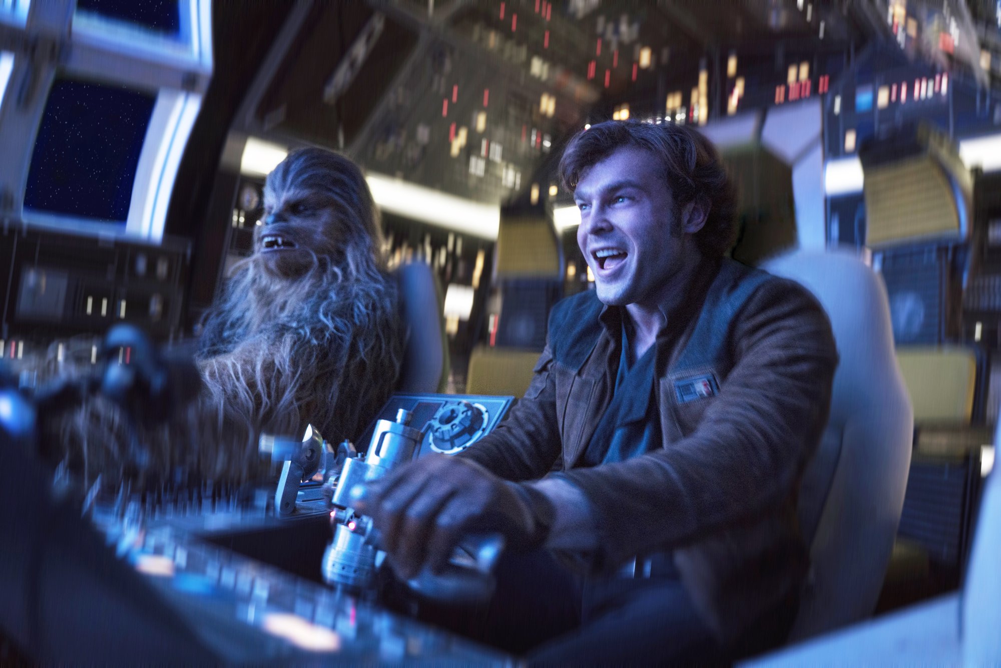 Chewbacca and Han Solo (Alden Ehrenreich) from Walt Disney Pictures' Solo: A Star Wars Story (2018)