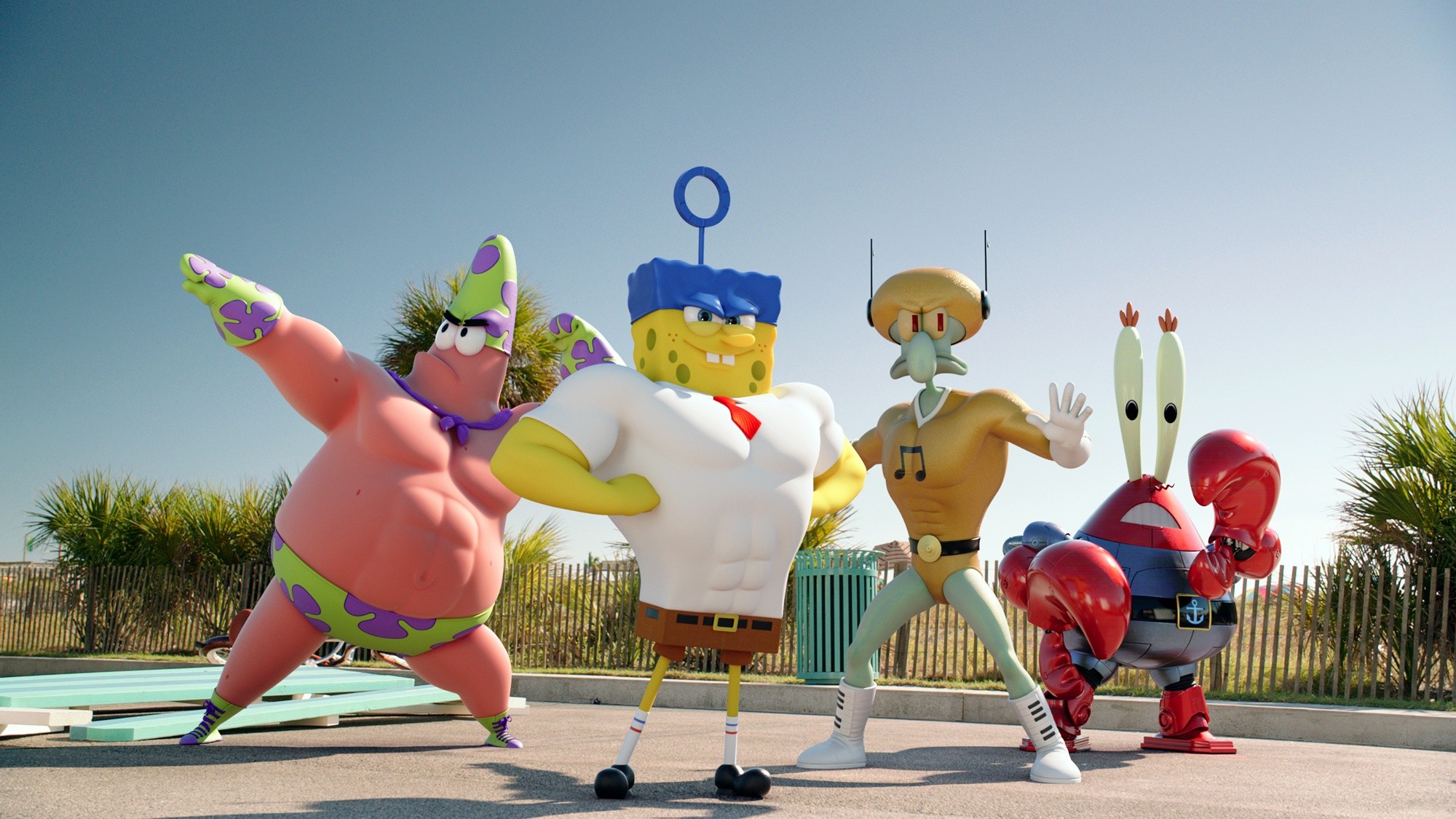 Patrick Star, SpongeBob SquarePants, Squidward Tentacles and Mr. Krabs in Paramount Pictures' The SpongeBob Movie: Sponge Out of Water (2015)