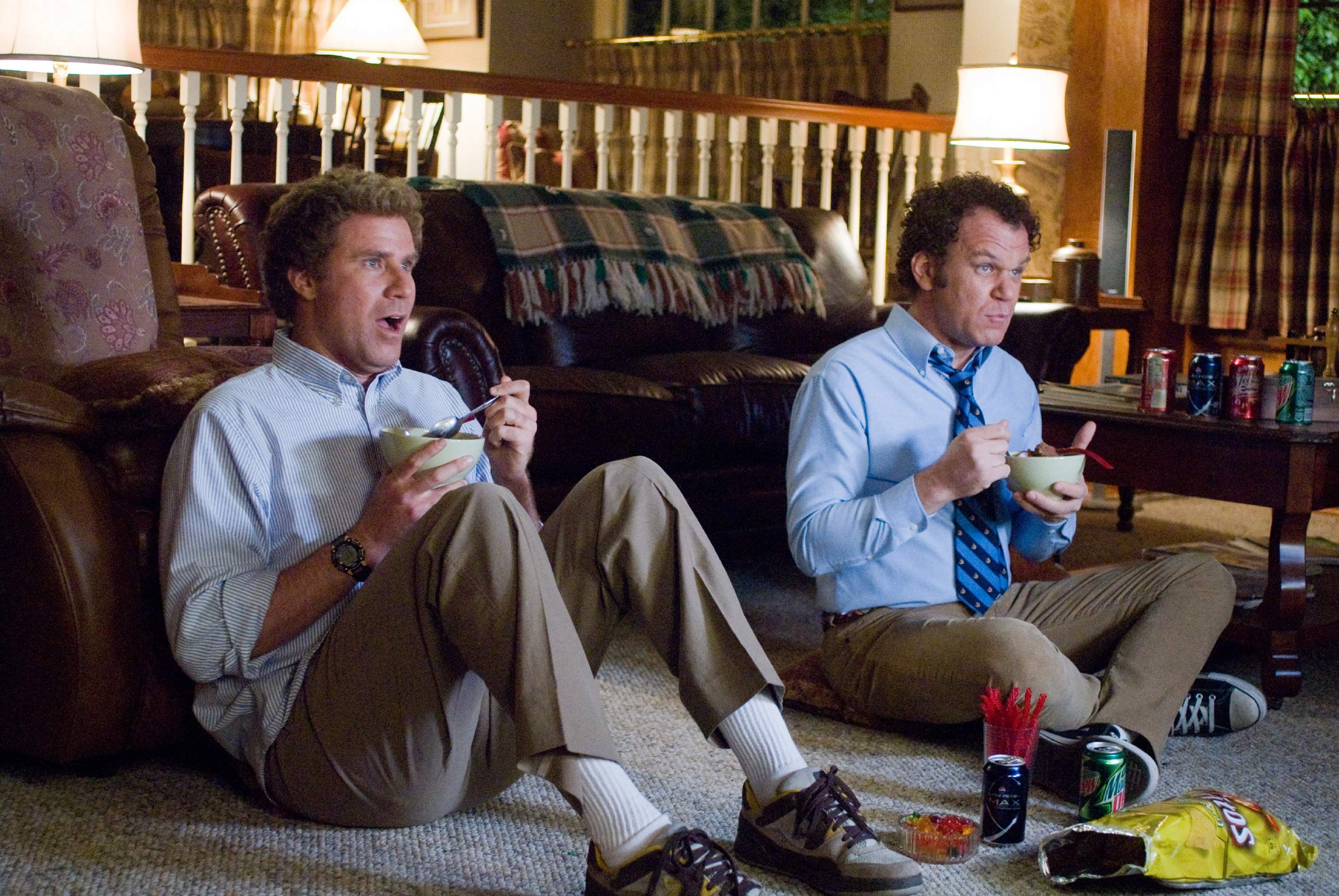 Will Ferrell as Brennan Huff (left) and John C. Reilly as Dale Doback (right) in Columbia Pictures' comedy STEP BROTHERS (2008).