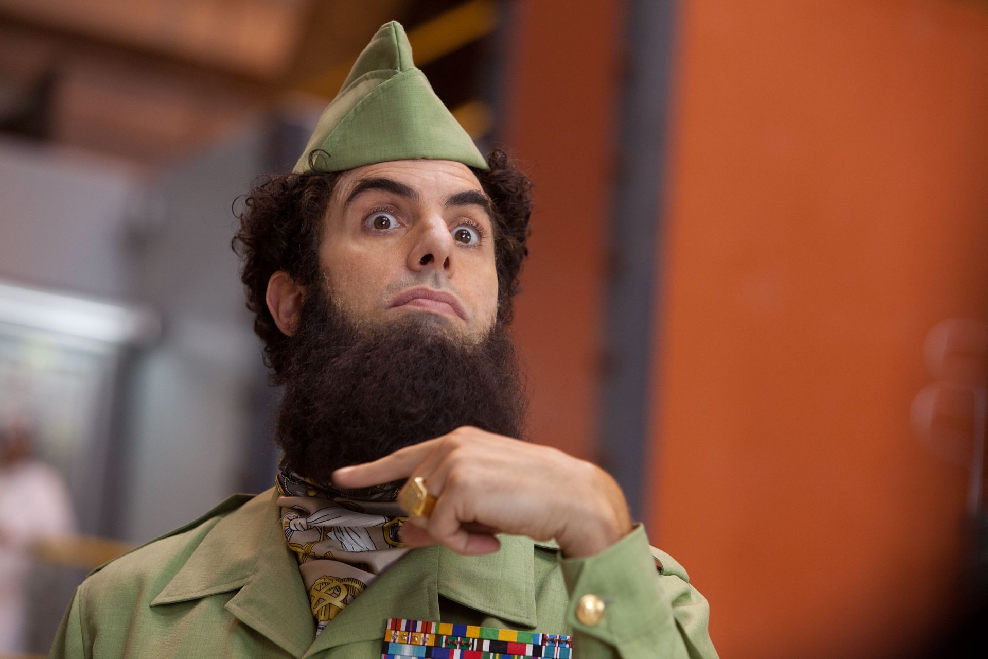 Sacha Baron Cohen stars as General Aladeen in Paramount Pictures' The Dictator (2012). Photo credit by Melinda Sue Gordon.