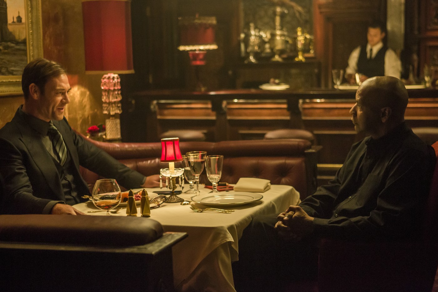 Marton Csokas stars as Teddy and Denzel Washington stars as Robert McCall in Columbia Pictures' The Equalizer (2014)