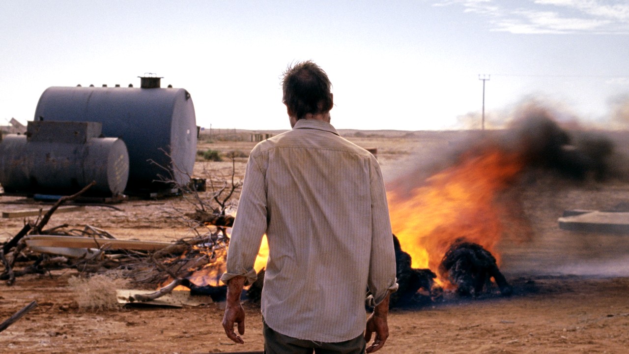 A scene from A24's The Rover (2014)