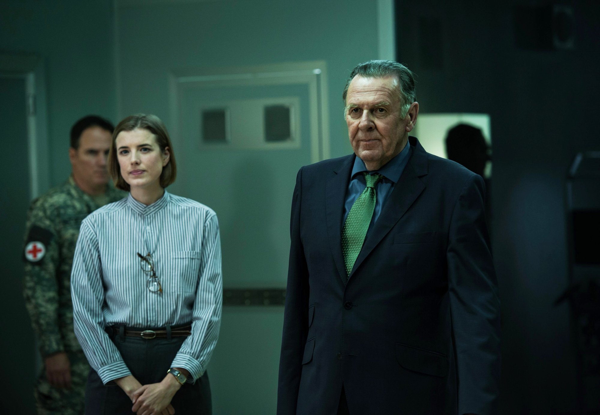 Agyness Deyn and Tom Wilkinson in Netflix's The Titan (2018)