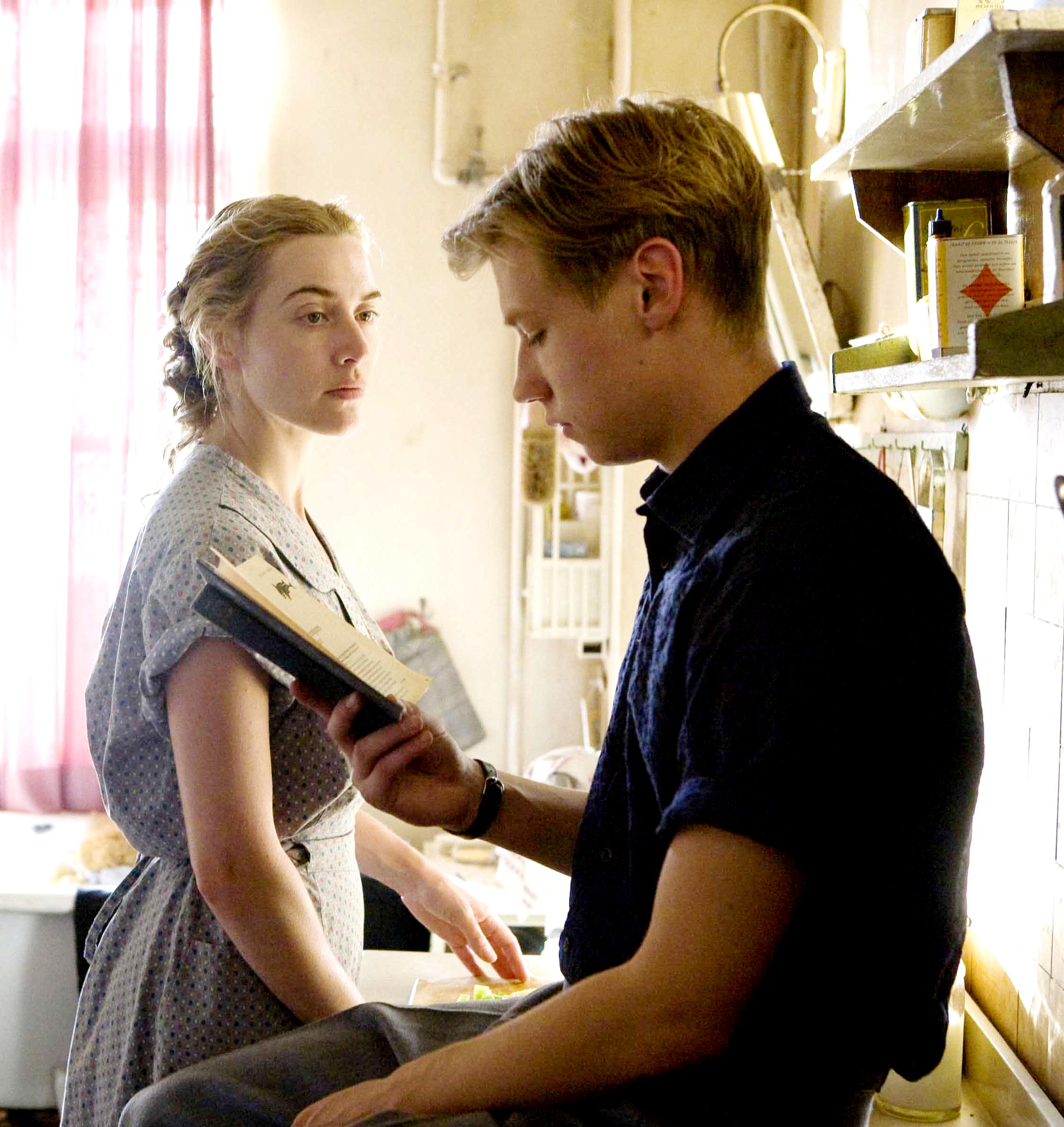 Kate Winslet stars as Hanna Schmitz and David Kross stars as Michael in The Weinstein Company's The Reader (2009). Photo credit by Melinda Sue Gordon.