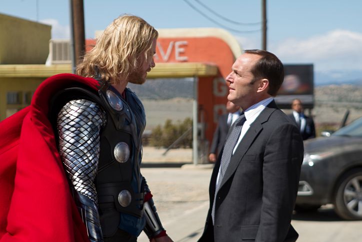 Chris Hemsworth stars as Thor and Clark Gregg stars as Agent Phil Coulson in Paramount Pictures' Thor (2011)