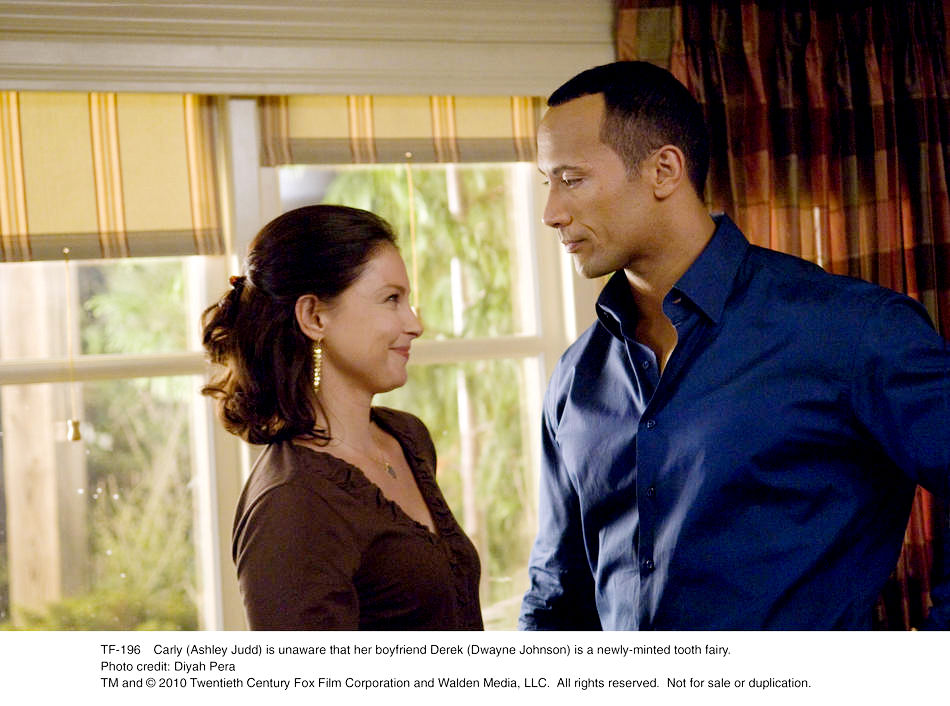 Ashley Judd and The Rock (Derek Thompson/Tooth Fairy) in The 20th Century Fox's Tooth Fairy (2010). Photo credit by Diyah Pera.