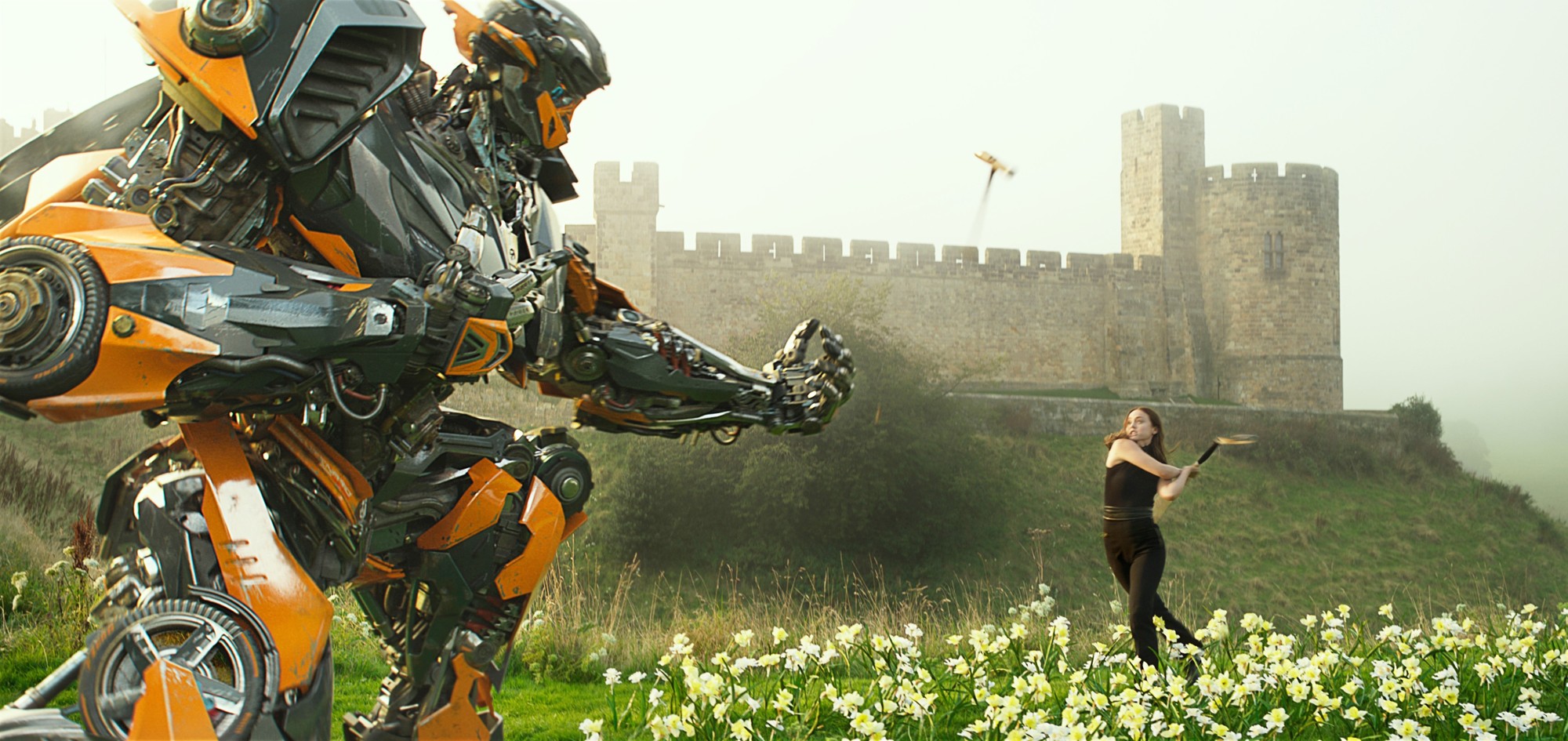 Hot Rod and Laura Haddock (Vivian Wembley) in Paramount Pictures' Transformers: The Last Knight (2017)