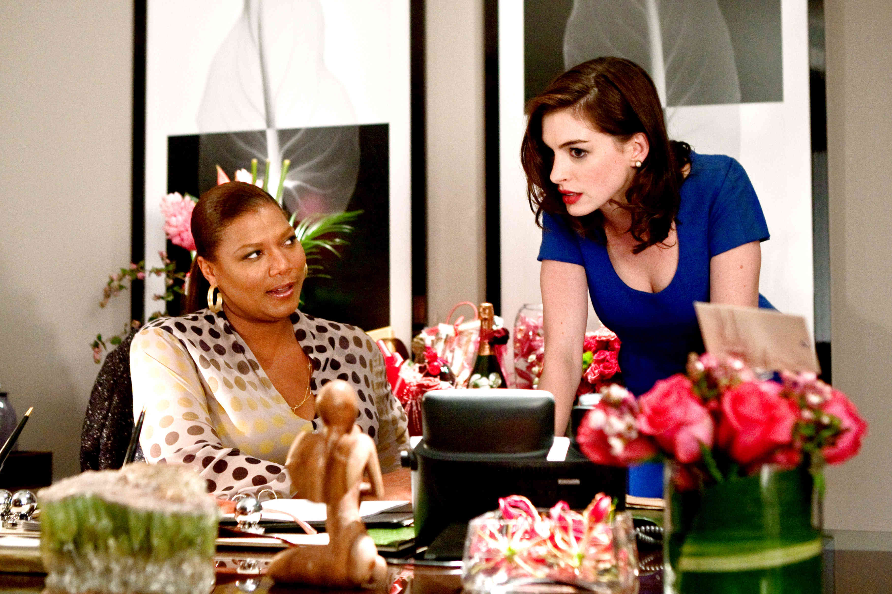 Queen Latifah stars as Erin Patusi and Anne Hathaway stars as Liz in New Line Cinema's Valentine's Day (2010)