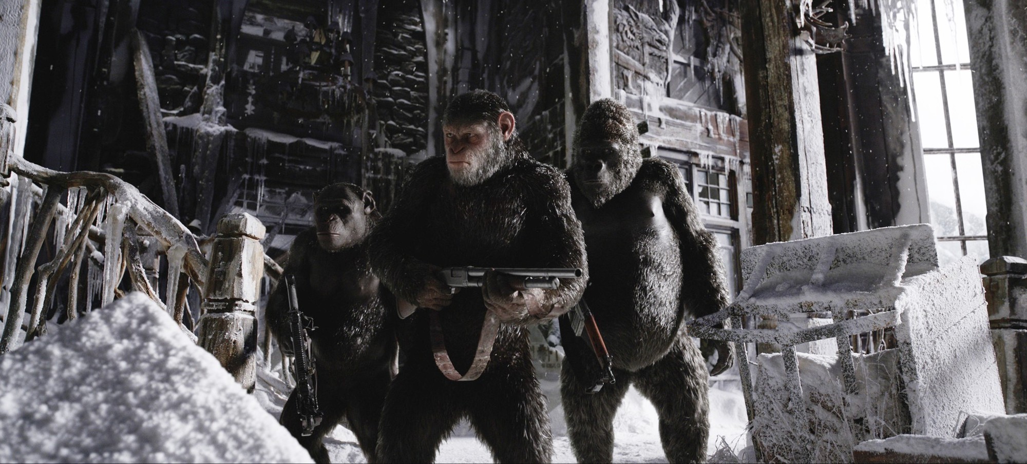Rocket, Caesar and Luca from 20th Century Fox's War for the Planet of the Apes (2017)