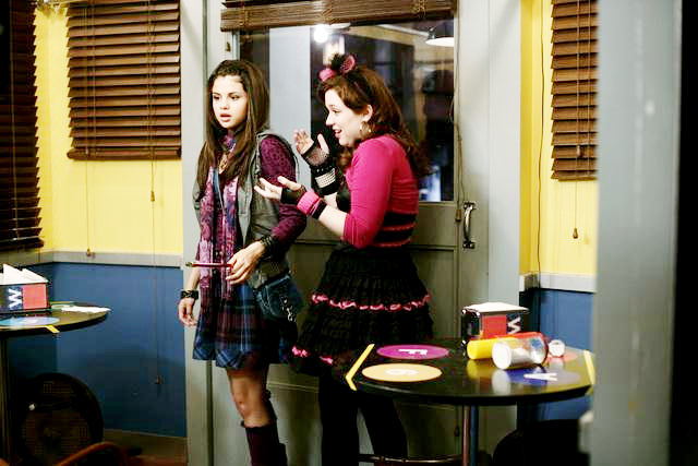 Selena Gomez stars as Alex Russo and Jennifer Stone stars as Harper in Disney Channel's Wizards of Waverly Place: The Movie (2009)