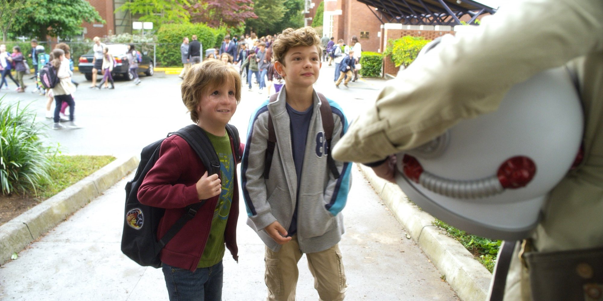 Jacob Tremblay stars as Auggie Pullman and Noah Jupe stars as Jack Will in Lionsgate Films' Wonder (2017)