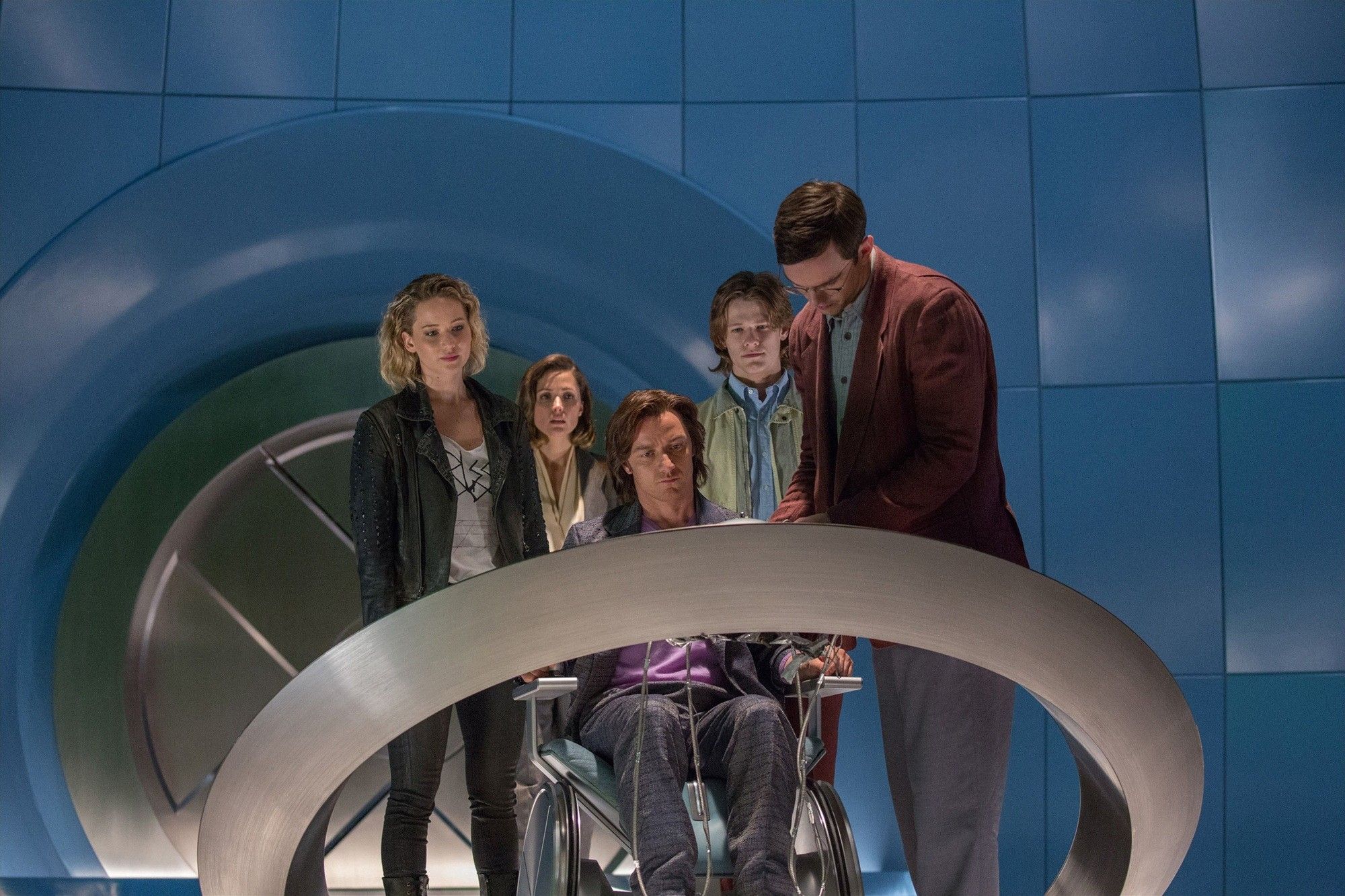 Jennifer Lawrence, James McAvoy and Nicholas Hoult in 20th Century Fox's X-Men: Apocalypse (2016)