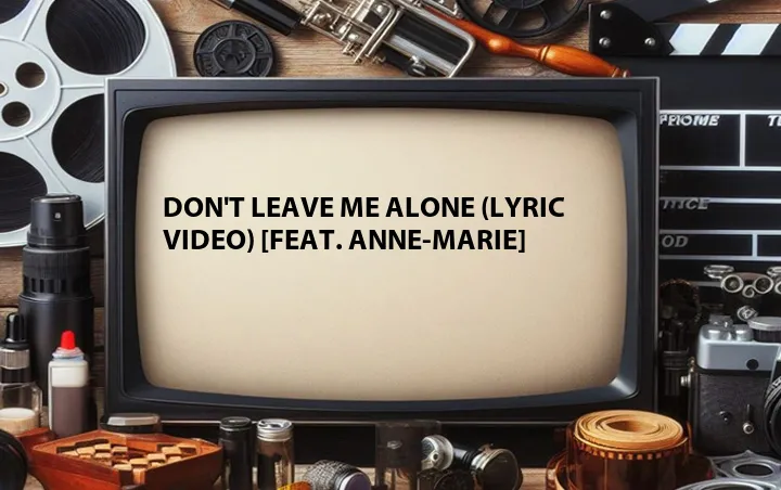 Don't Leave Me Alone (Lyric Video) [Feat. Anne-Marie]