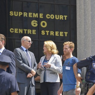 Filming on Location of TV Show Law and Order: Special Victims Unit Outside The Supreme Court