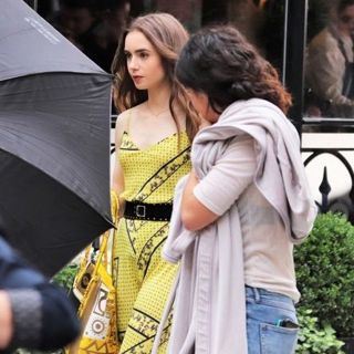 Lily Collins Seen Filming Scenes for Netflix Series Emily in Paris